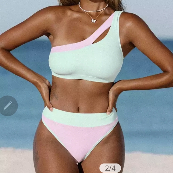 Cupshe Other - BRAND NEW Cupshe two-piece bikini swimsuit, one shoulder style, Large